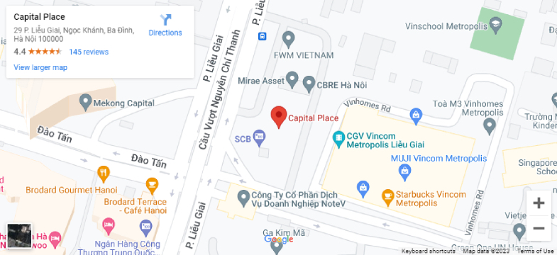 Địa chỉ văn phòng của Crystal Bay Card tại thủ đô Hà Nội.